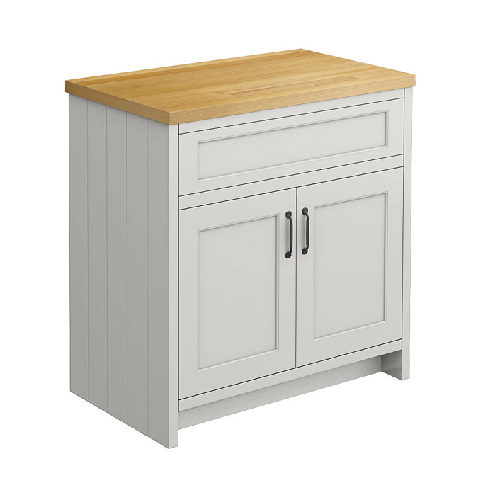 Chatsworth 810mm Traditional Grey Countertop Vanity with Beech Worktop & Matt Black Handles