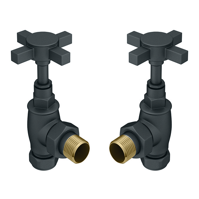 Chatsworth Anthracite Angled Art Deco Radiator Valves