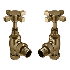 Chatsworth Antique Brass Angled Art Deco Radiator Valves