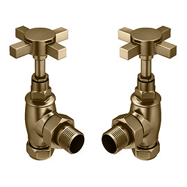 Chatsworth Antique Brass Angled Art Deco Radiator Valves