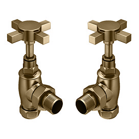 Chatsworth Antique Brass Angled Art Deco Radiator Valves