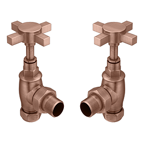 Chatsworth Antique Copper Angled Art Deco Radiator Valves