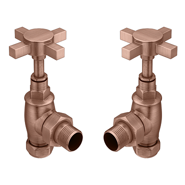 Chatsworth Antique Copper Angled Art Deco Radiator Valves