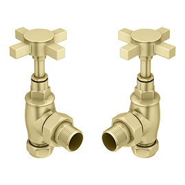 Chatsworth Brushed Brass Angled Art Deco Radiator Valves