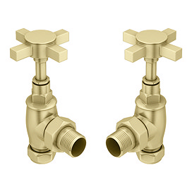 Chatsworth Brushed Brass Angled Art Deco Radiator Valves