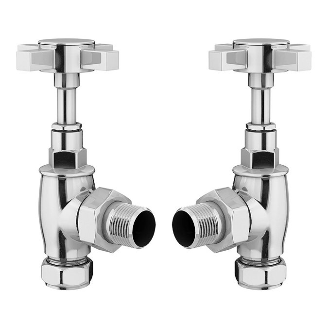 Chatsworth Chrome Angled Art Deco Radiator Valves