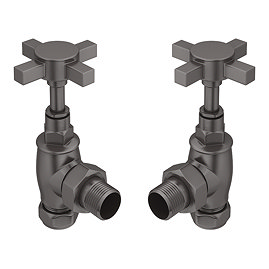 Chatsworth Gunmetal Grey Angled Art Deco Radiator Valves