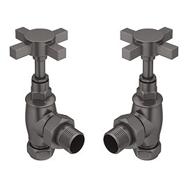 Chatsworth Gunmetal Grey Angled Art Deco Radiator Valves