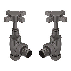 Chatsworth Gunmetal Grey Angled Art Deco Radiator Valves