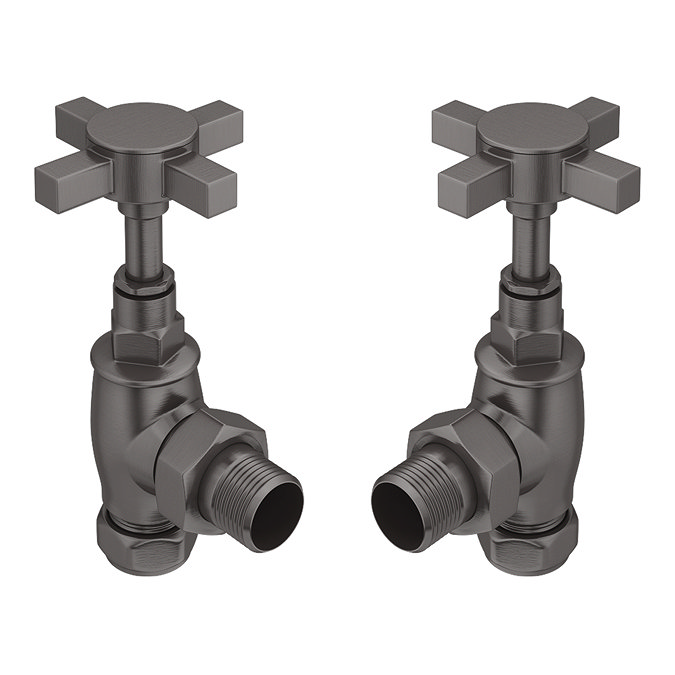 Chatsworth Gunmetal Grey Angled Art Deco Radiator Valves