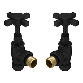 Chatsworth Matt Black Angled Art Deco Radiator Valves