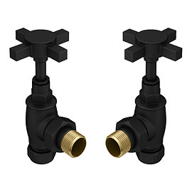 Chatsworth Matt Black Angled Art Deco Radiator Valves