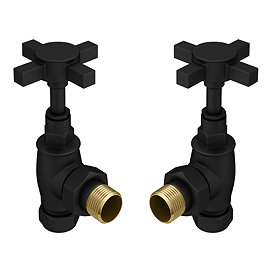Chatsworth Matt Black Angled Art Deco Radiator Valves