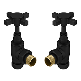 Chatsworth Matt Black Angled Art Deco Radiator Valves