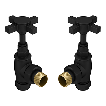 Chatsworth Matt Black Angled Art Deco Radiator Valves
