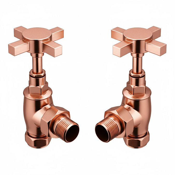 Chatsworth Rose Gold Angled Art Deco Radiator Valves