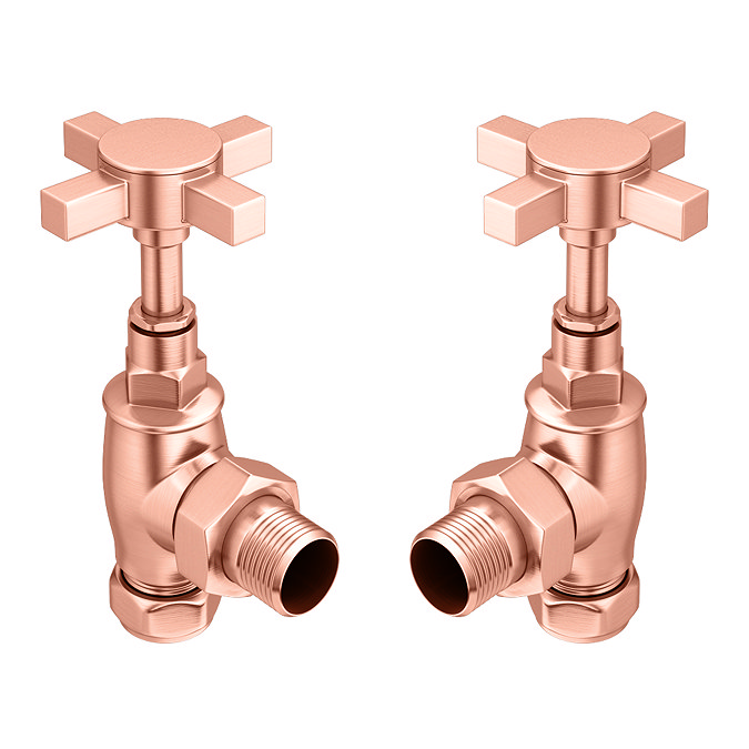 Chatsworth Rose Gold Angled Art Deco Radiator Valves