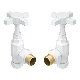 Chatsworth White Angled Art Deco Radiator Valves