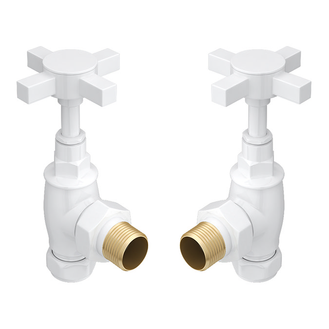 Chatsworth White Angled Art Deco Radiator Valves