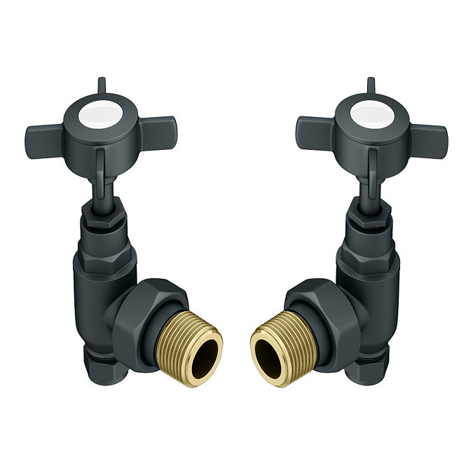 Chatsworth Anthracite Angled Traditional Radiator Valves