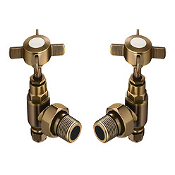Chatsworth Antique Brass Angled Traditional Radiator Valves