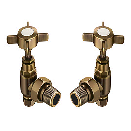 Chatsworth Antique Brass Angled Traditional Radiator Valves