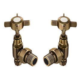 Chatsworth Antique Brass Angled Traditional Radiator Valves