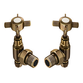 Chatsworth Antique Brass Angled Traditional Radiator Valves