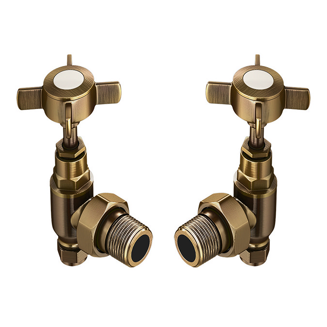 Chatsworth Antique Brass Angled Traditional Radiator Valves
