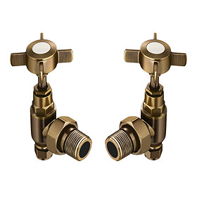 Chatsworth Antique Brass Angled Traditional Radiator Valves