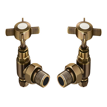 Chatsworth Antique Brass Angled Traditional Radiator Valves