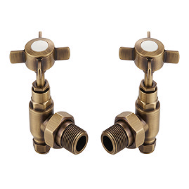 Chatsworth Antique Brass Angled Traditional Radiator Valves