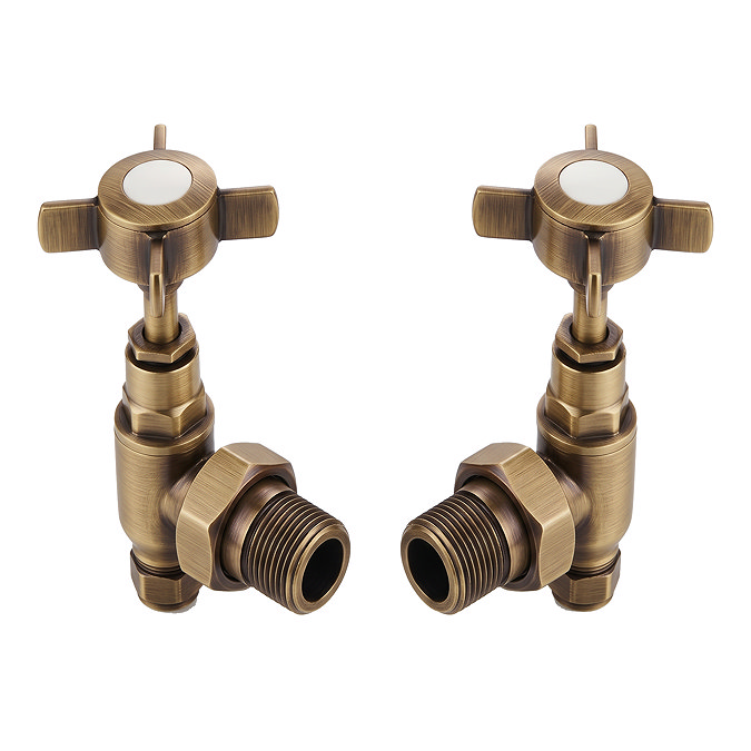 Chatsworth Antique Brass Angled Traditional Radiator Valves