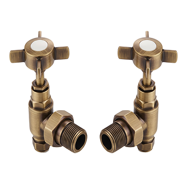 Chatsworth Antique Brass Angled Traditional Radiator Valves