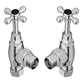 Chatsworth Ashford Chrome Angled Traditional Radiator Valves (Black Indices)