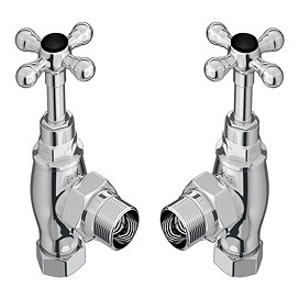 Chatsworth Ashford Chrome Angled Traditional Radiator Valves (Black Indices)