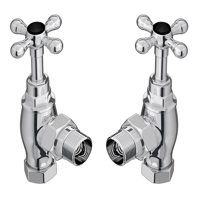 Chatsworth Ashford Chrome Angled Traditional Radiator Valves (Black Indices)