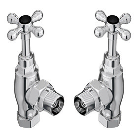 Chatsworth Ashford Chrome Angled Traditional Radiator Valves (Black Indices)