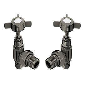 Chatsworth Black Nickel Angled Traditional Radiator Valves