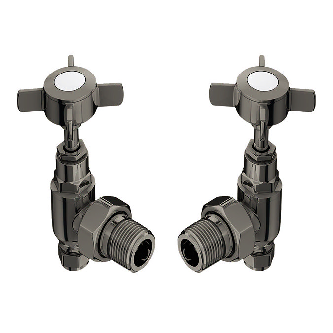 Chatsworth Black Nickel Angled Traditional Radiator Valves