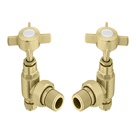 Chatsworth Brushed Brass Angled Traditional Radiator Valves