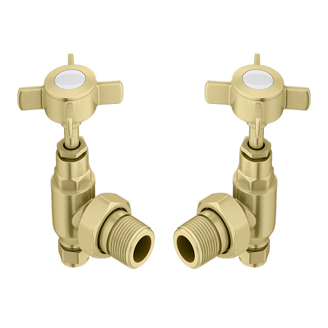 Chatsworth Brushed Brass Angled Traditional Radiator Valves
