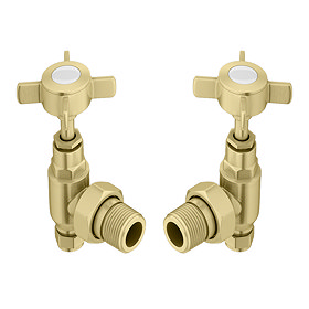 Chatsworth Brushed Brass Angled Traditional Radiator Valves