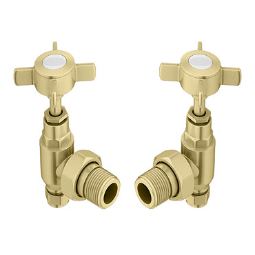 Chatsworth Brushed Brass Angled Traditional Radiator Valves