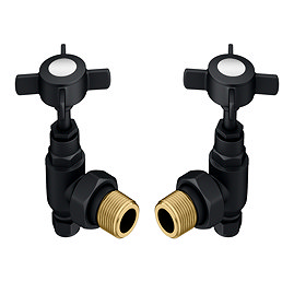 Chatsworth Matt Black Angled Traditional Radiator Valves