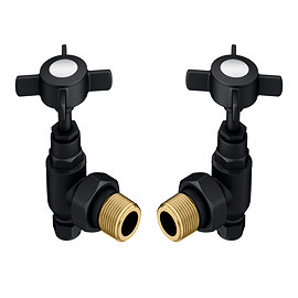 Chatsworth Matt Black Angled Traditional Radiator Valves