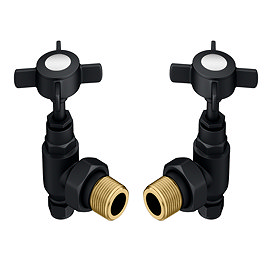 Chatsworth Matt Black Angled Traditional Radiator Valves