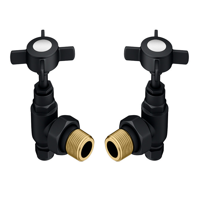 Chatsworth Matt Black Angled Traditional Radiator Valves
