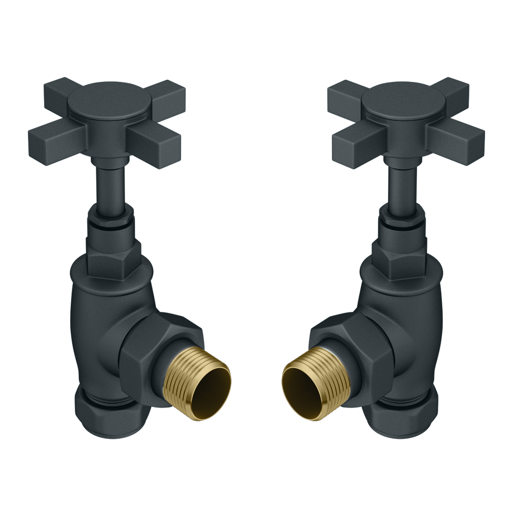 Chatsworth Anthracite Angled Art Deco Radiator Valves Victorian