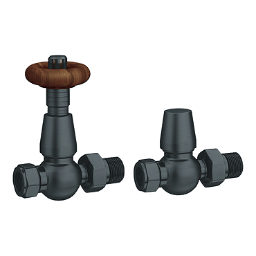 Chatsworth Anthracite Thermostatic Straight Radiator Valves - Energy Saving